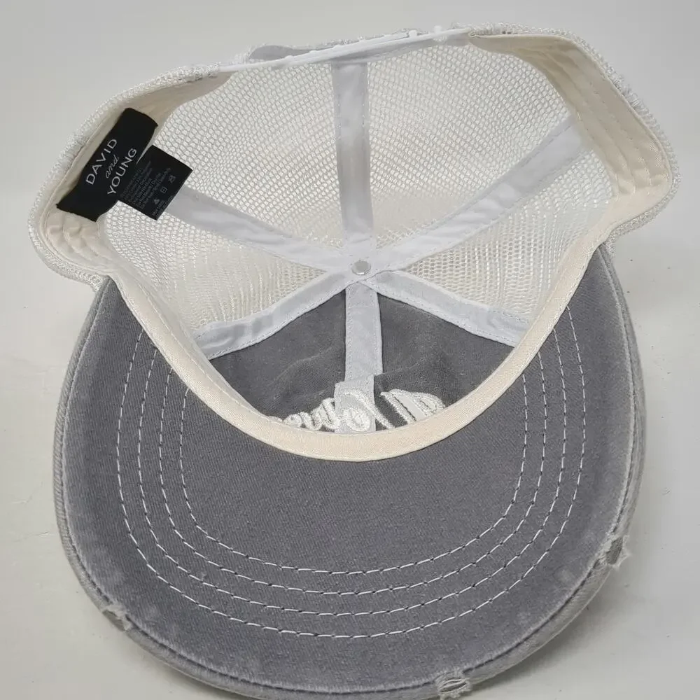 David and Young Trucker Hat Gray One Size Snapback Wolves ASA Mesh Distressed